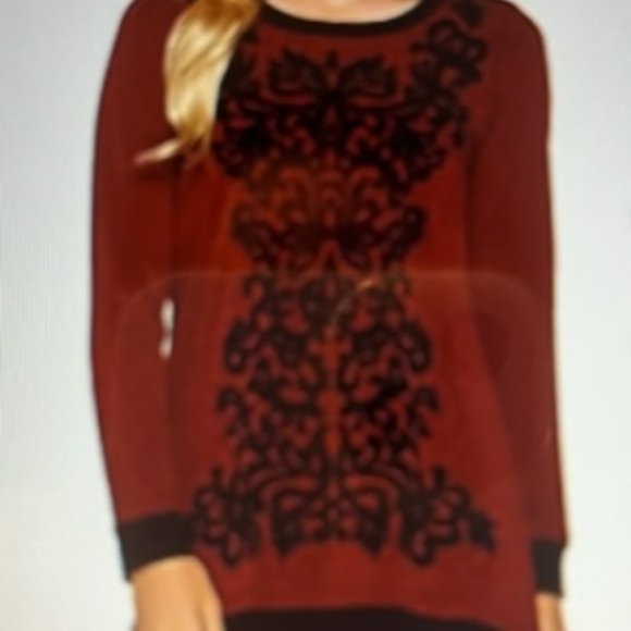 Bob Mackie Velvet Flocked Knit Top Size L - Picture 8 of 9